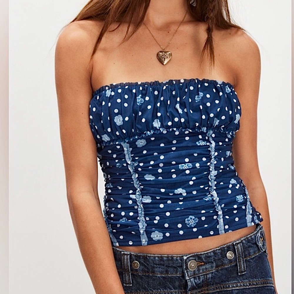 Free People Scottie Printed Tube in Pageant Blue Combo
